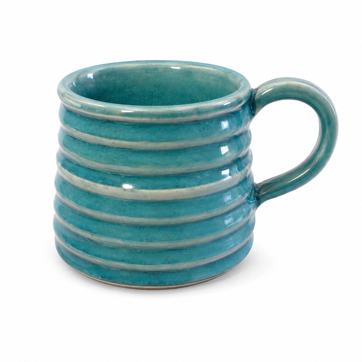 Ribbed Teal Mug